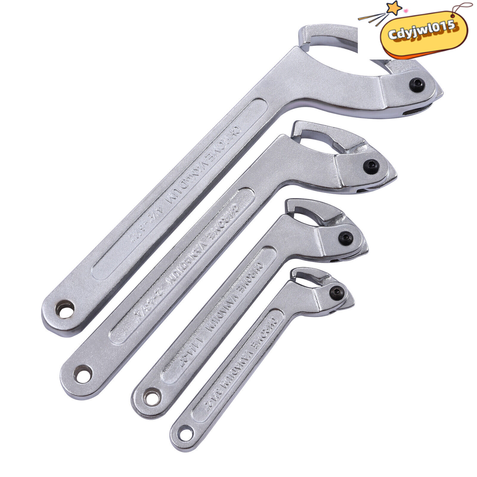 4pcs Adjustable Hook & C Pin Spanner Wrench Set Tighten Removing Nut Wrench New