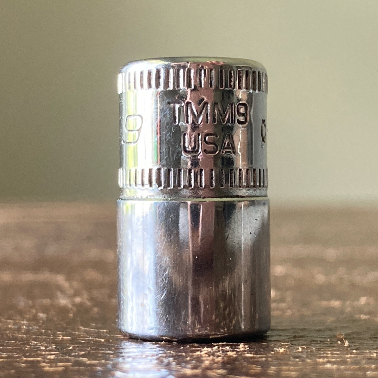 Snap-on Tools 9mm TMM9 1/4″ Drive 6Pt Point Shallow Chrome Socket USA