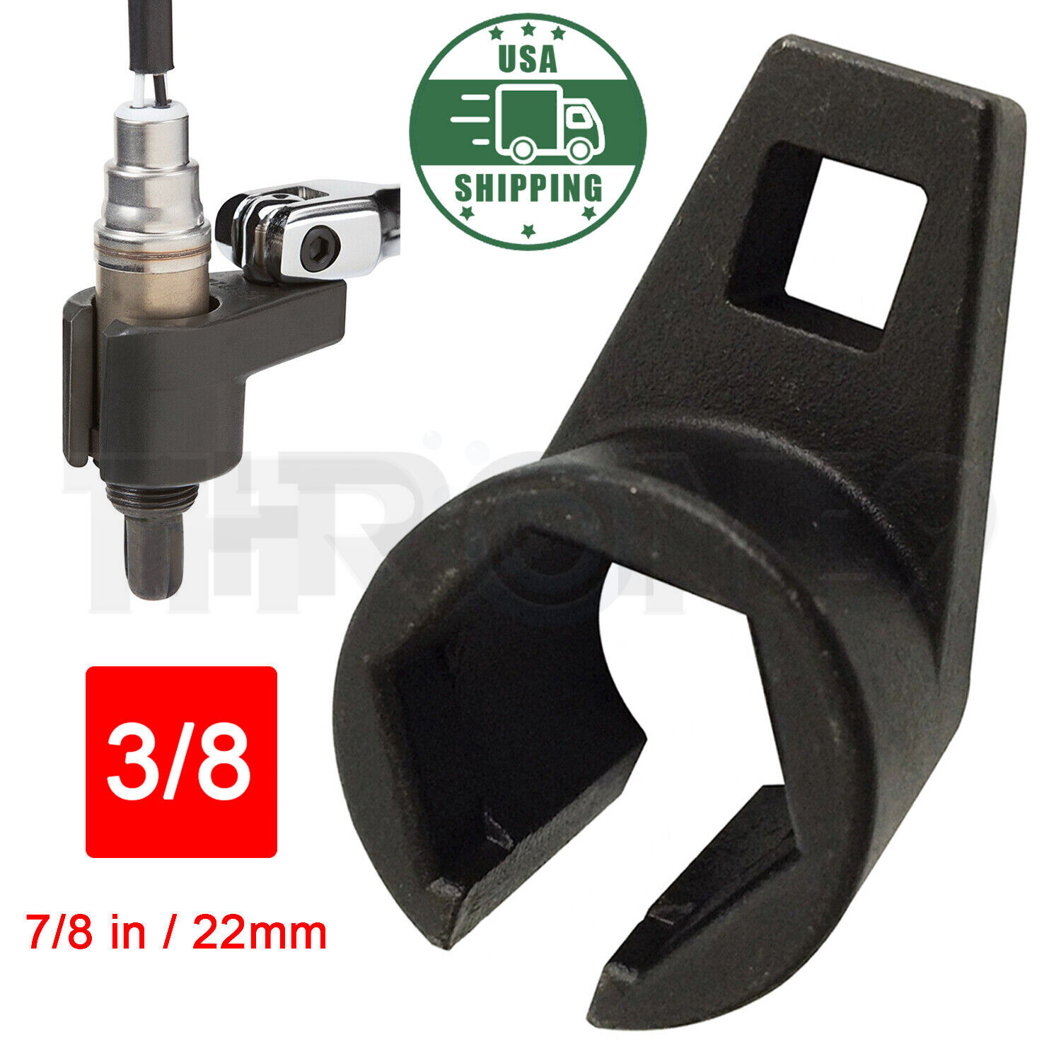 Oxygen Sensor Socket Wrench 3/8″ Dr.x22mm x 50mL Car Auto Repair Tool Black