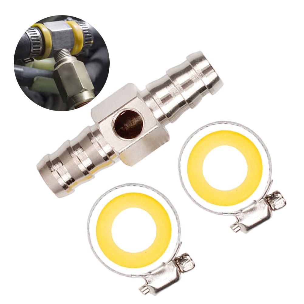 Fuel Pressure Monitoring Adapter 3/8 T-Fitting 1/8-27 NPT for Vehicles