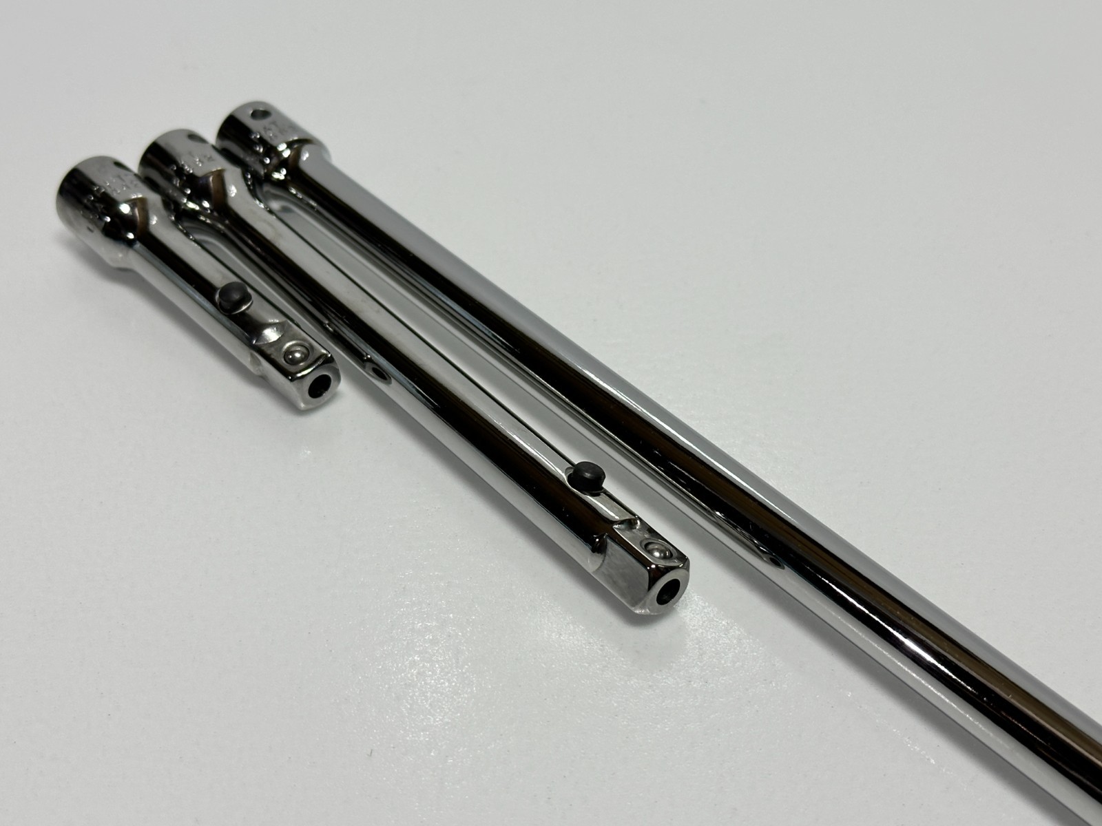 Craftsman USA 3pc EE 3/6/10” 3/8″ Dr. PUSH BUTTON Locking Extension Bar Set RARE