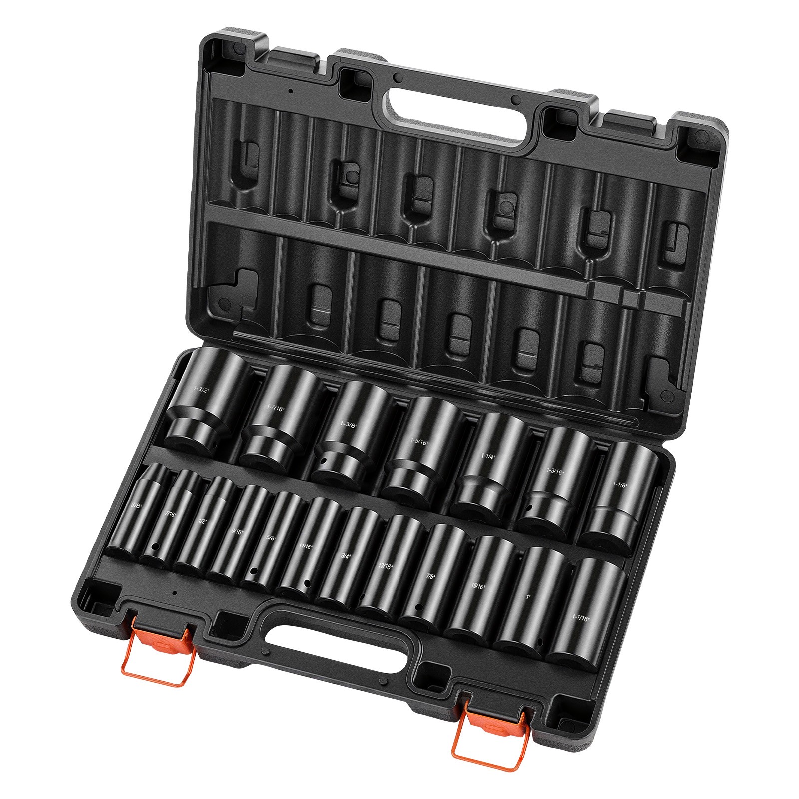 Uimoso 19-Piece 1/2″ Drive Impact Socket Set, Deep Sockets 3/8″ to 1-1/2″