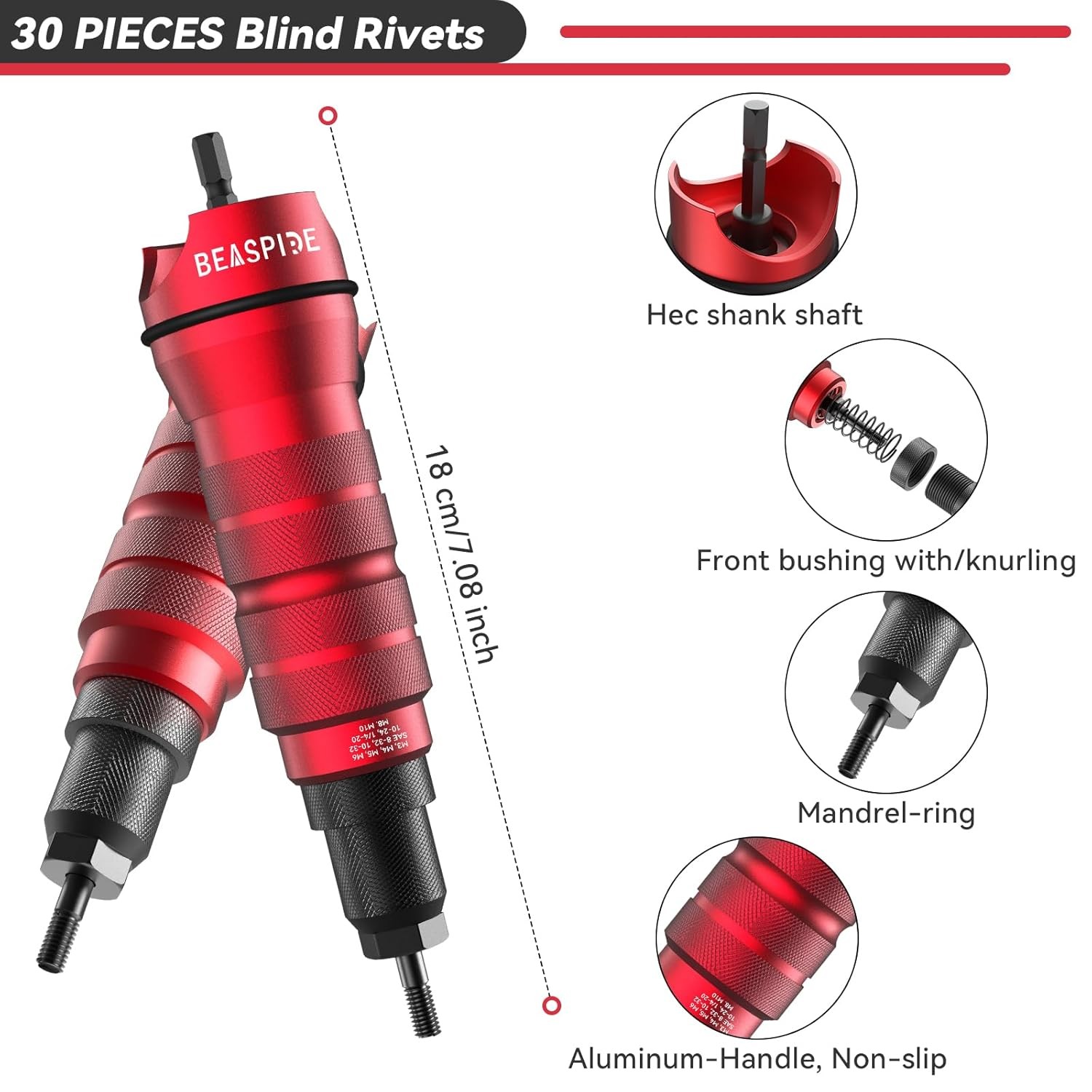 Beaspire Cordless Drill Electric Rivet Nut Adapter Gun