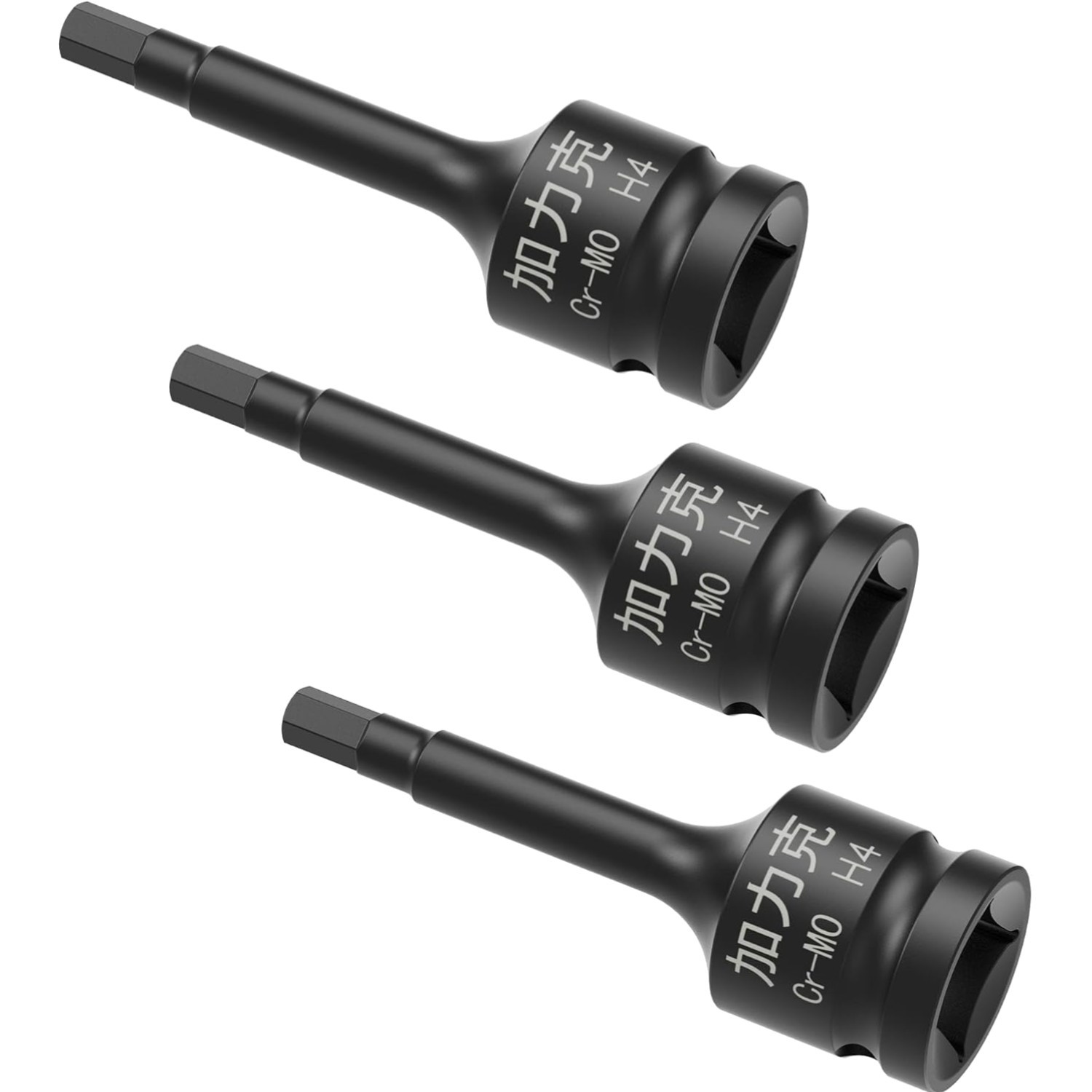 3/8″ Square Drive Hex Bit Socket Set, 3 Pieces, 60mm Length