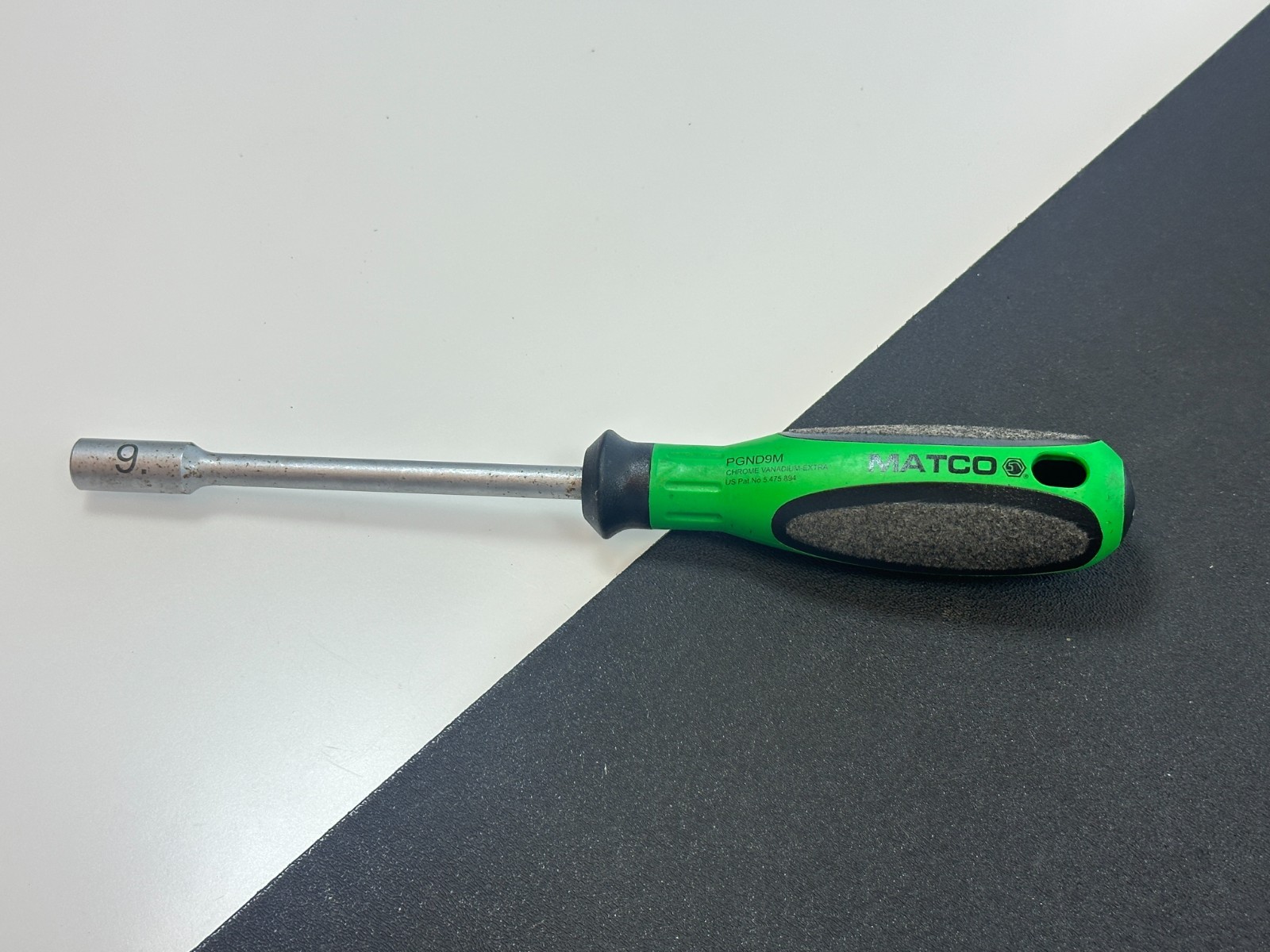 Matco Tools (Witte Germany) PGND9M Metric 9mm Nut Driver, Green Soft Grip, 10″ L