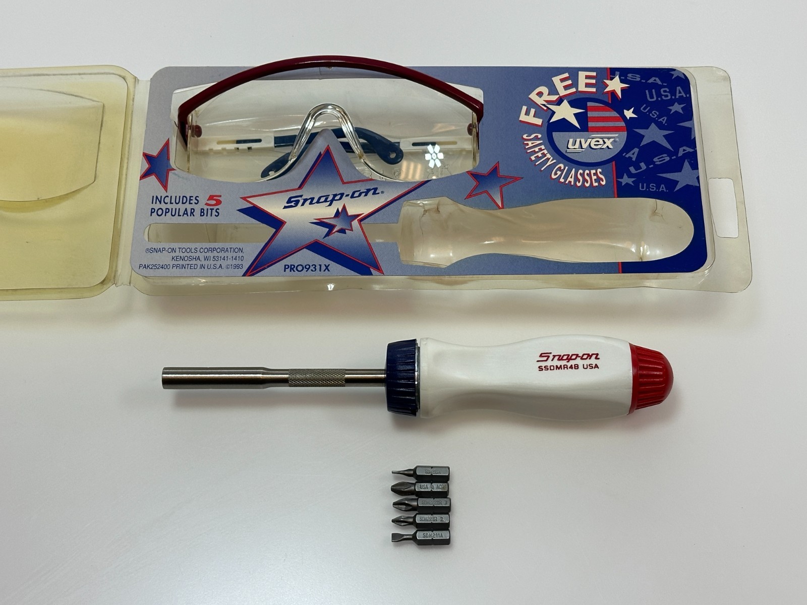 Snap-on Tools USA RARE RED WHITE BLUE Ratcheting Screwdriver, SSDMR4BRWB PRO931X
