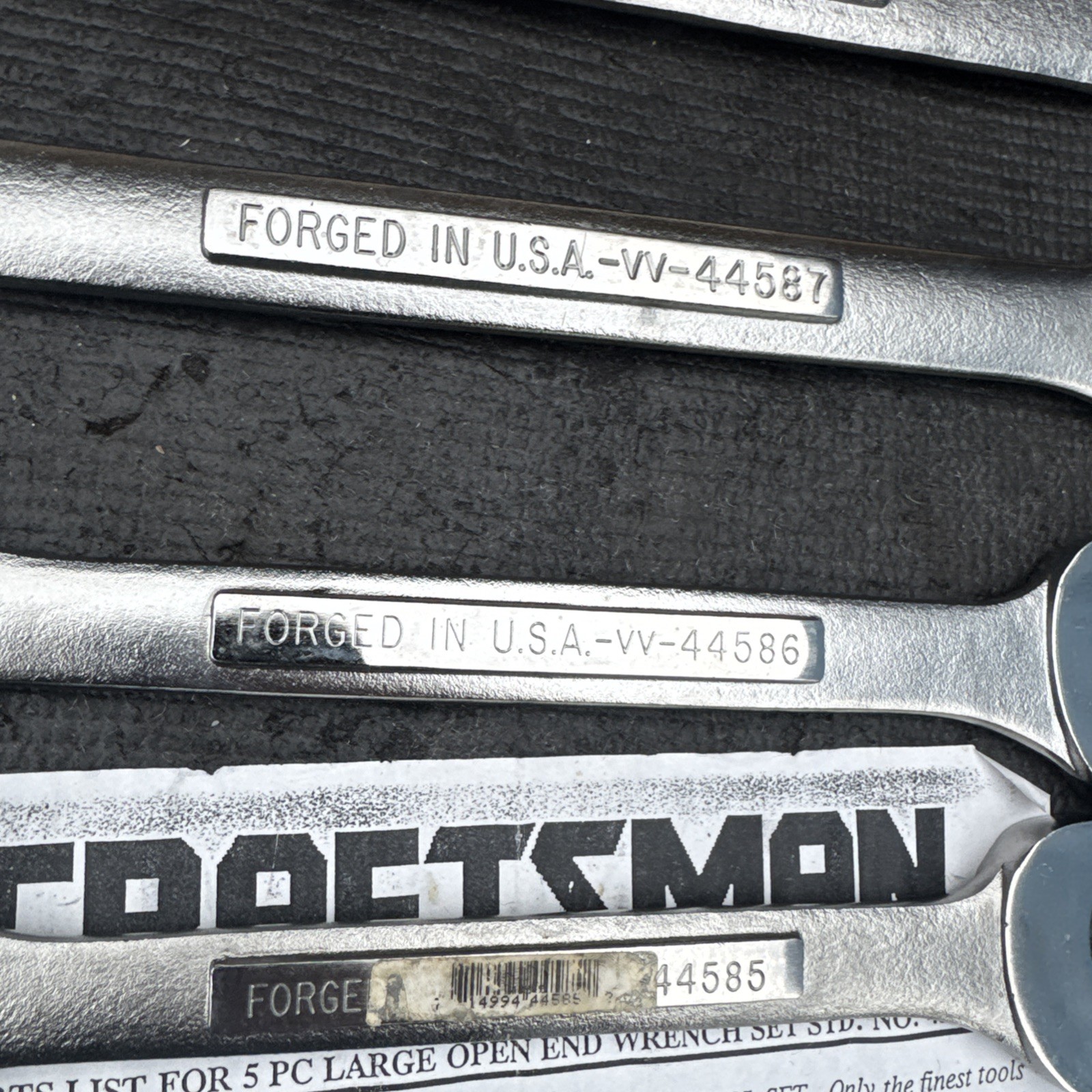 Sears Craftsman USA Nos Catalog only Double Open End Wrench Set 43090 5pc Jumbo