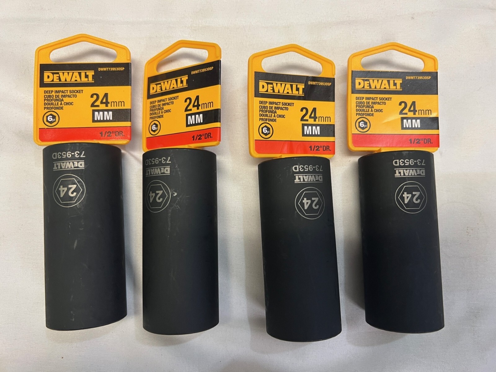 4-Pack DEWALT MECHANICS 6 POINT 1/2″ DRIVE DEEP IMPACT SOCKET 24 MM
