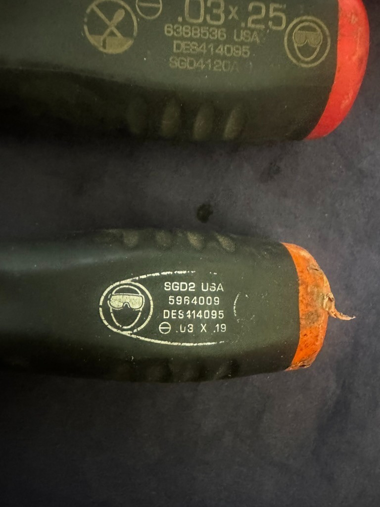 Snap On Screwdriver Lot 4 Pc Phillips And Flat Soft Grip USA Mechanics Tools