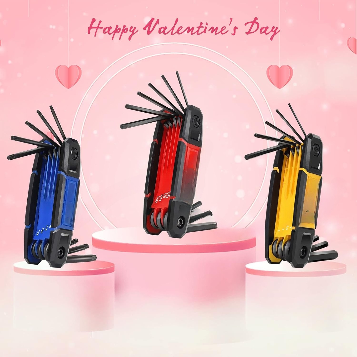 25-Piece Folding Hex Key Set, 3-Piece Portable Hex Key Set,