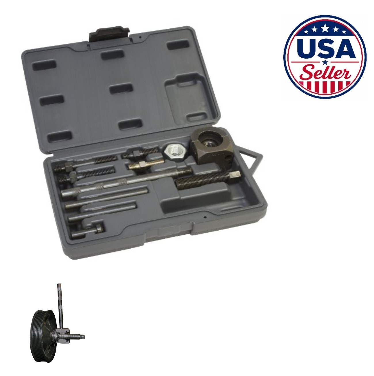 No Slip Pulley Puller V Groove Serpentine Belt Installer Kit with Adapters