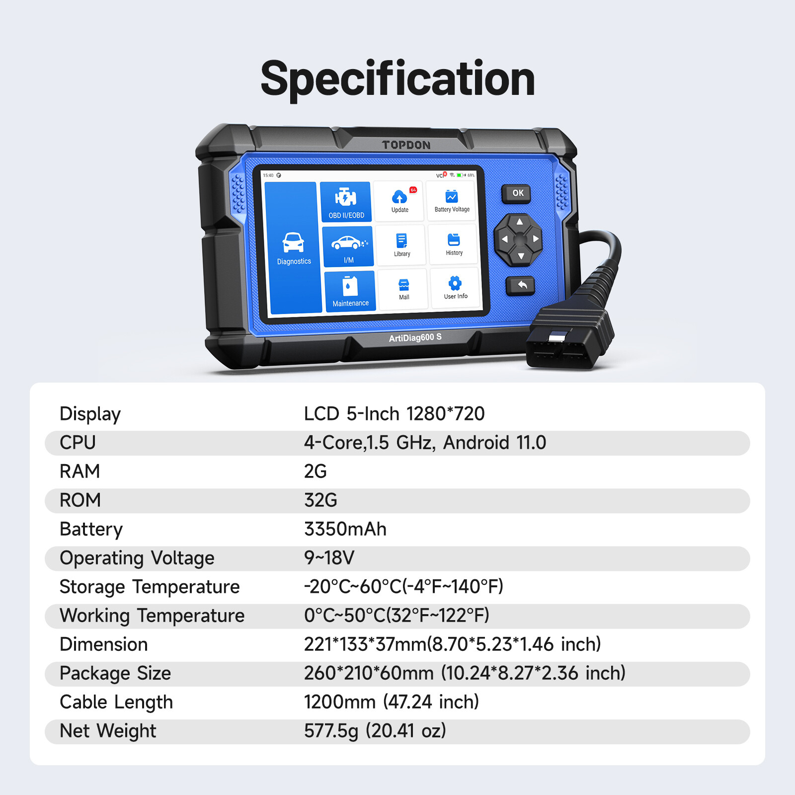2025 New TOPDON ArtiDiag600S OBD2 Scanner Car Diagnostic Tool ABS SRS Oil Reset