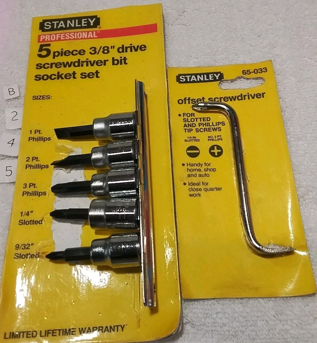 2pc STANLEY 65-033 5PC 3/8″ DRIVE SCREWDRIVER BIT SOCKET SET & 65-033 OFFSET…