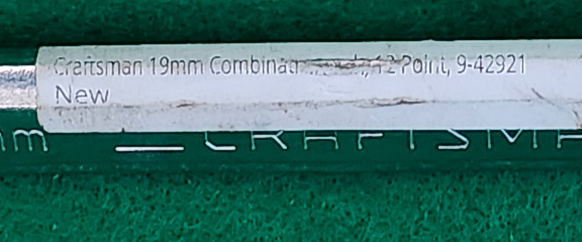NOS 19 MM Craftsman Metric Combination Wrench 12 Pt 42921 Stickered