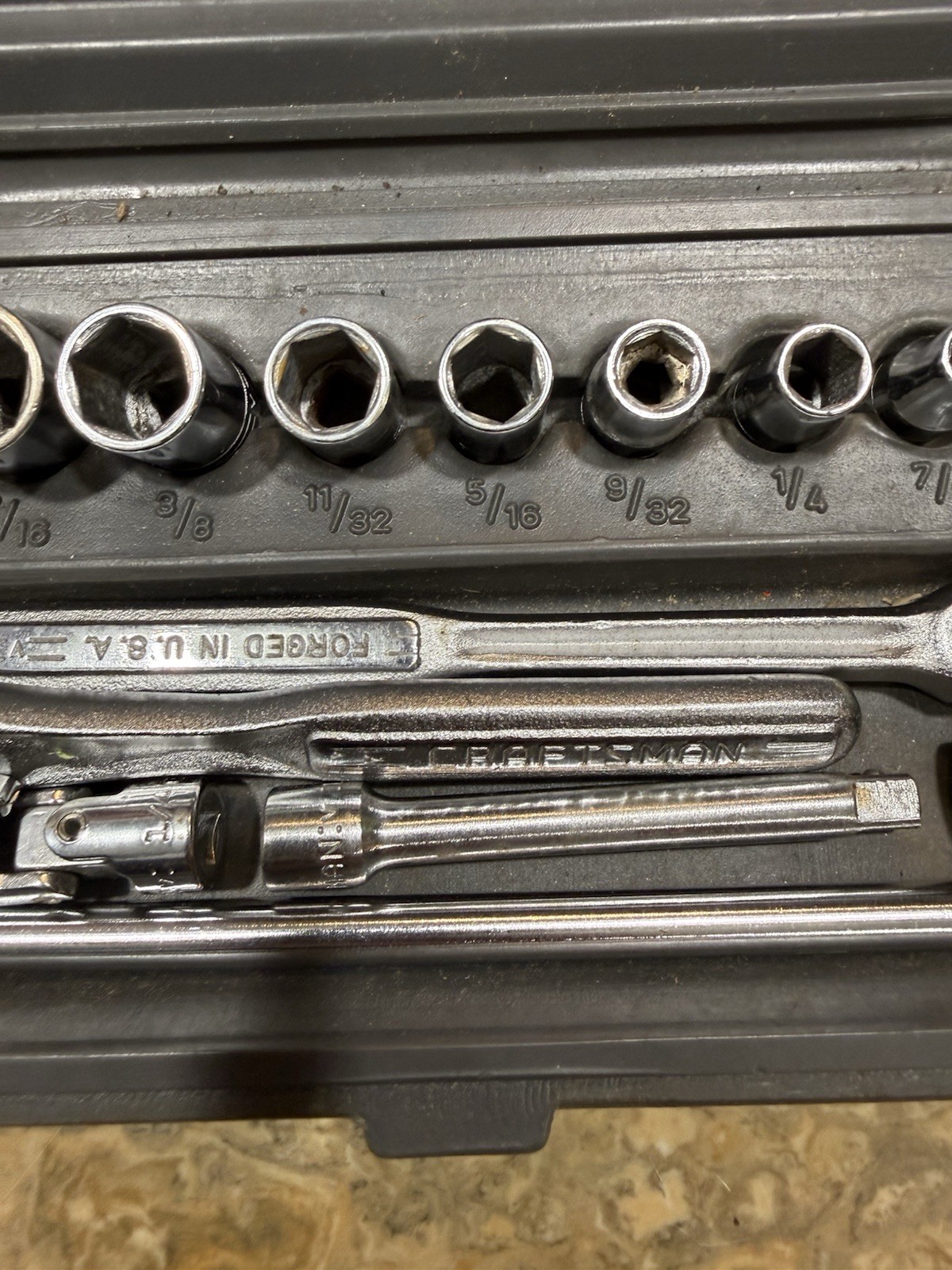 Vintage Craftsman 1/4″ Drive SAE Socket Set Made in USA 1 Socket S-K see Photos