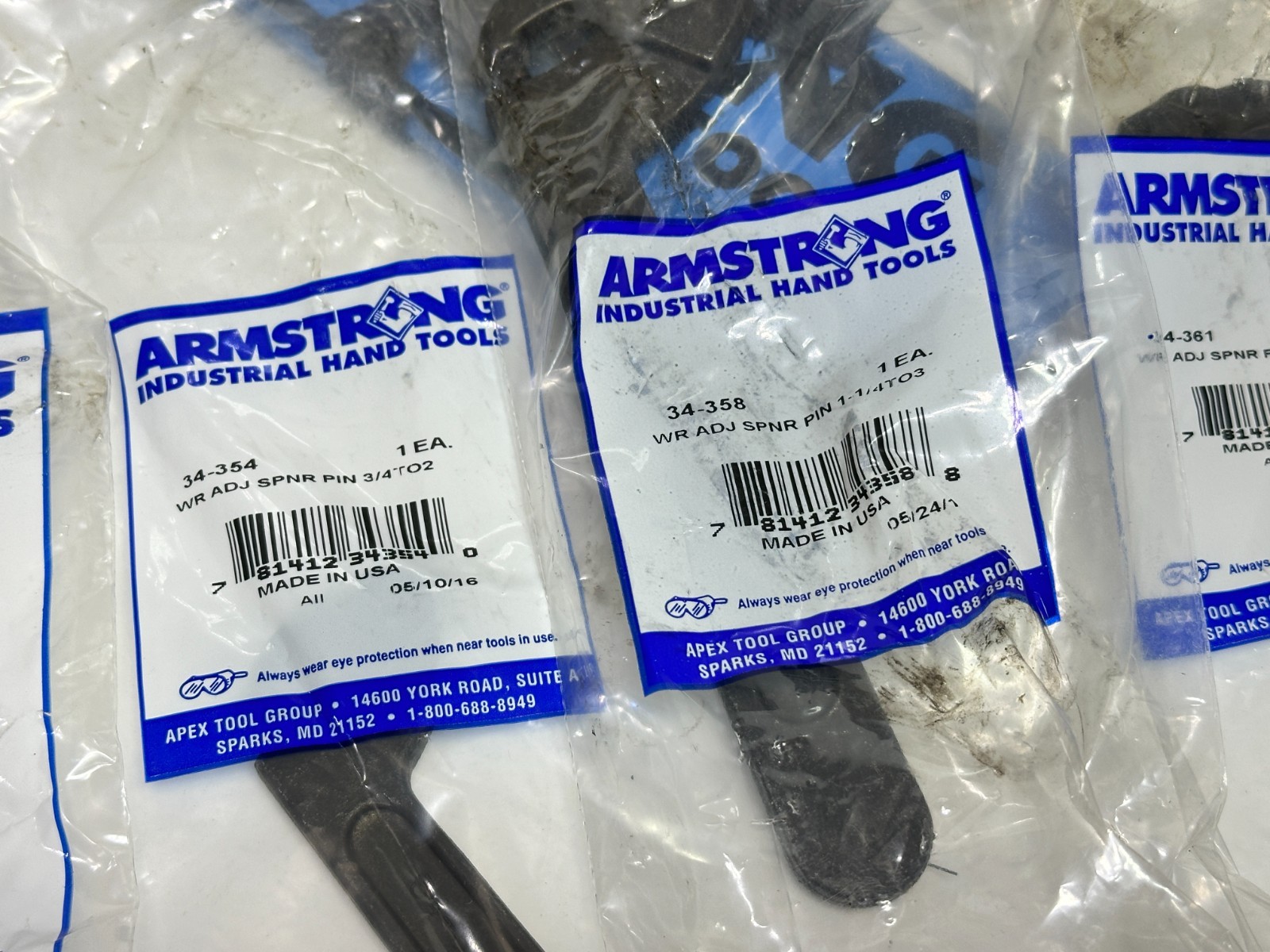 NEW Armstrong Tools USA 6pc Adjustable Pin Spanner Wrench Set w/ Kit Bag & Box