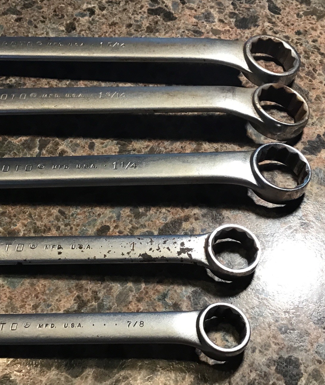 Proto Professional Combination Wrench Set 7/8, 1, 1 1/4, 1 5/16 (2) Total Of 5