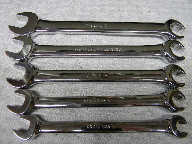 SNAP-ON 5PC SAE 6PT OPEN-END/FLARE NUT WRENCH SET 3/8″-5/8″ #RXS605B