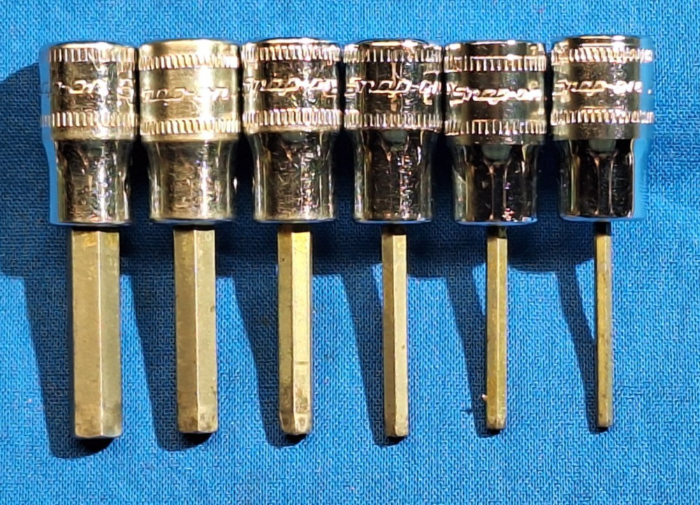 Snap-On 106ETMAMY 6 pc 1/4″ Drive Metric Standard Hex Bit Socket Set 2mm – 6mm