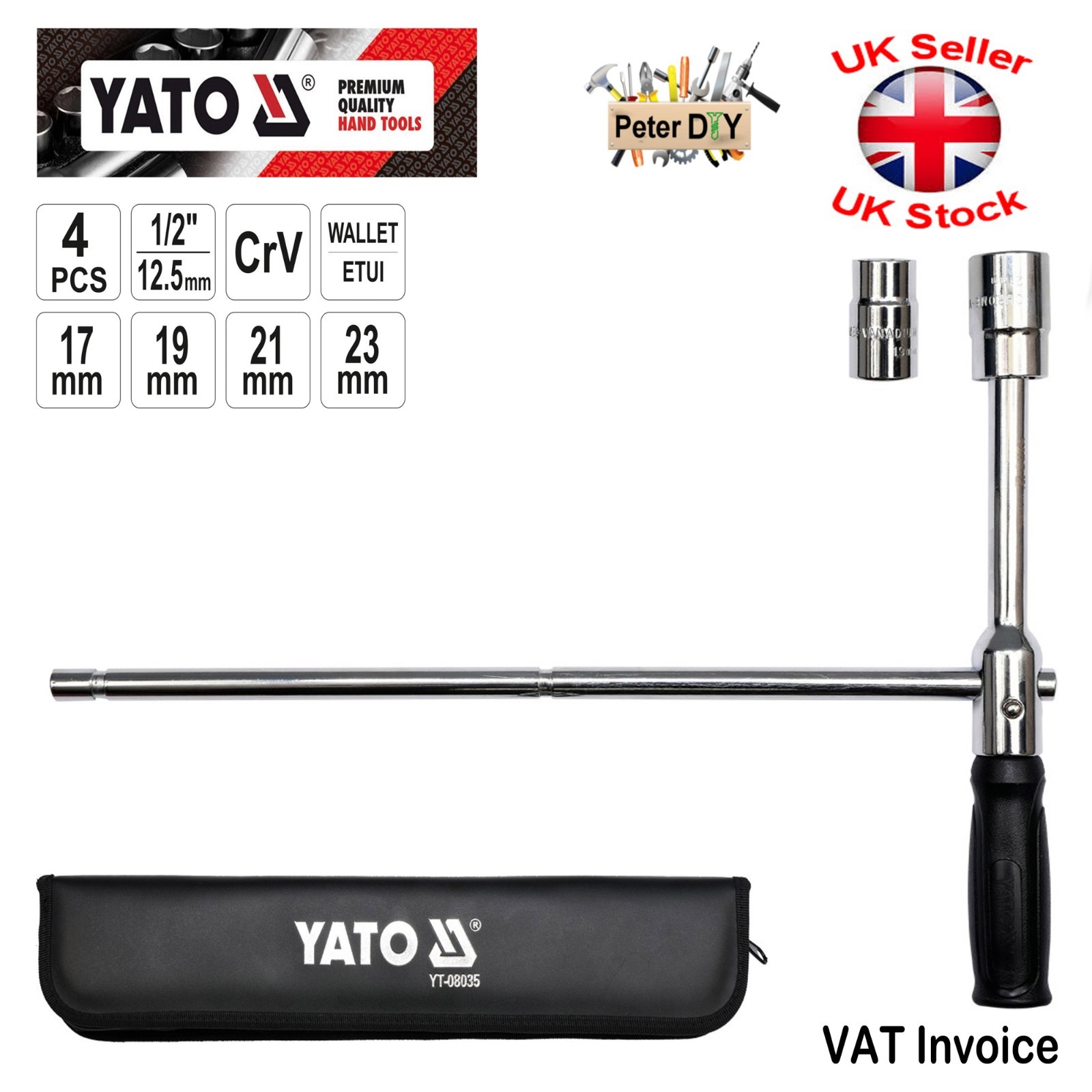 Yato Professional X-TYPE CROSS FOLDABLE FOLDED WRENCH WHEEL BRACE 17 19 21 23mm
