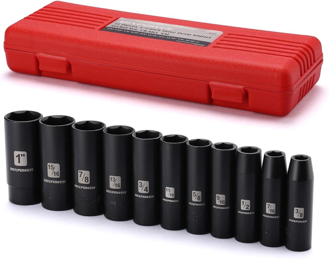 Heavy-Duty 1/2-Inch Drive Deep Impact Socket Set – 11 Pieces in Chrome Vanadium