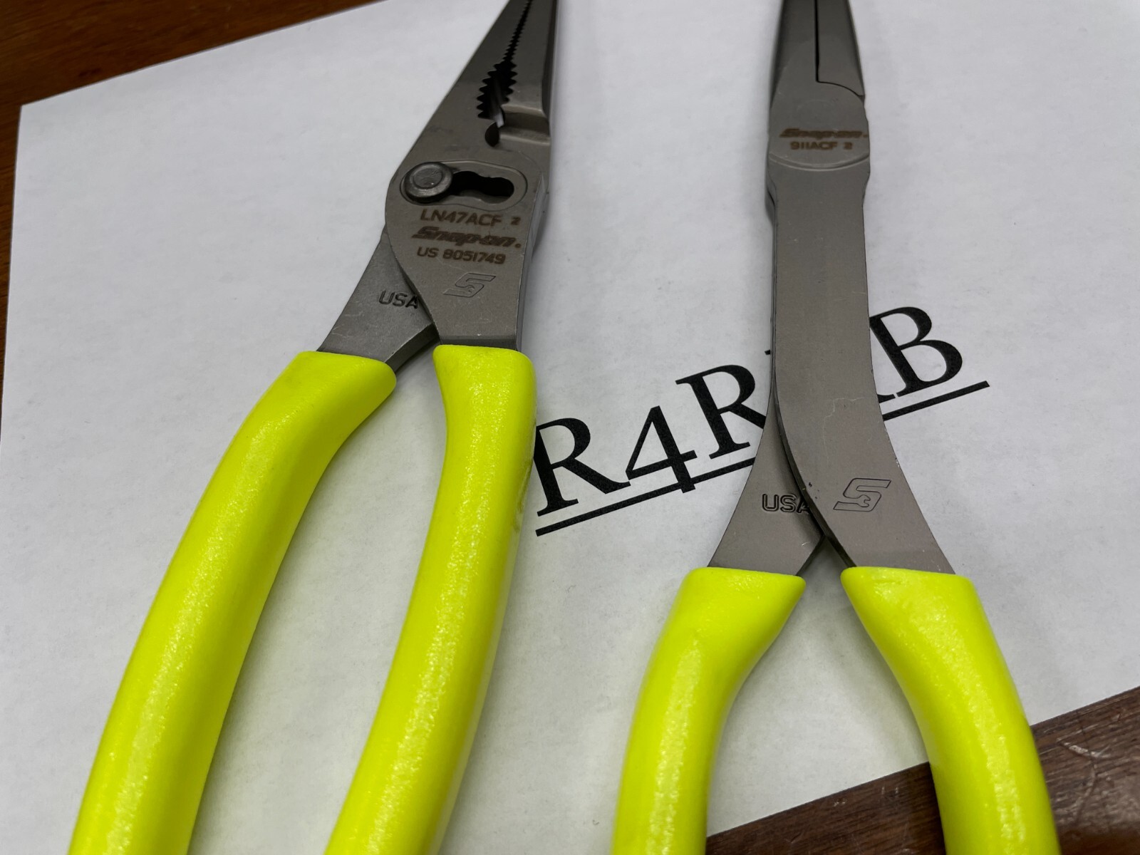 Snap-on Tools NEW 2pc HIVIZ Soft Grip LONG Needle Nose Pliers Lot 911ACF LN47ACF