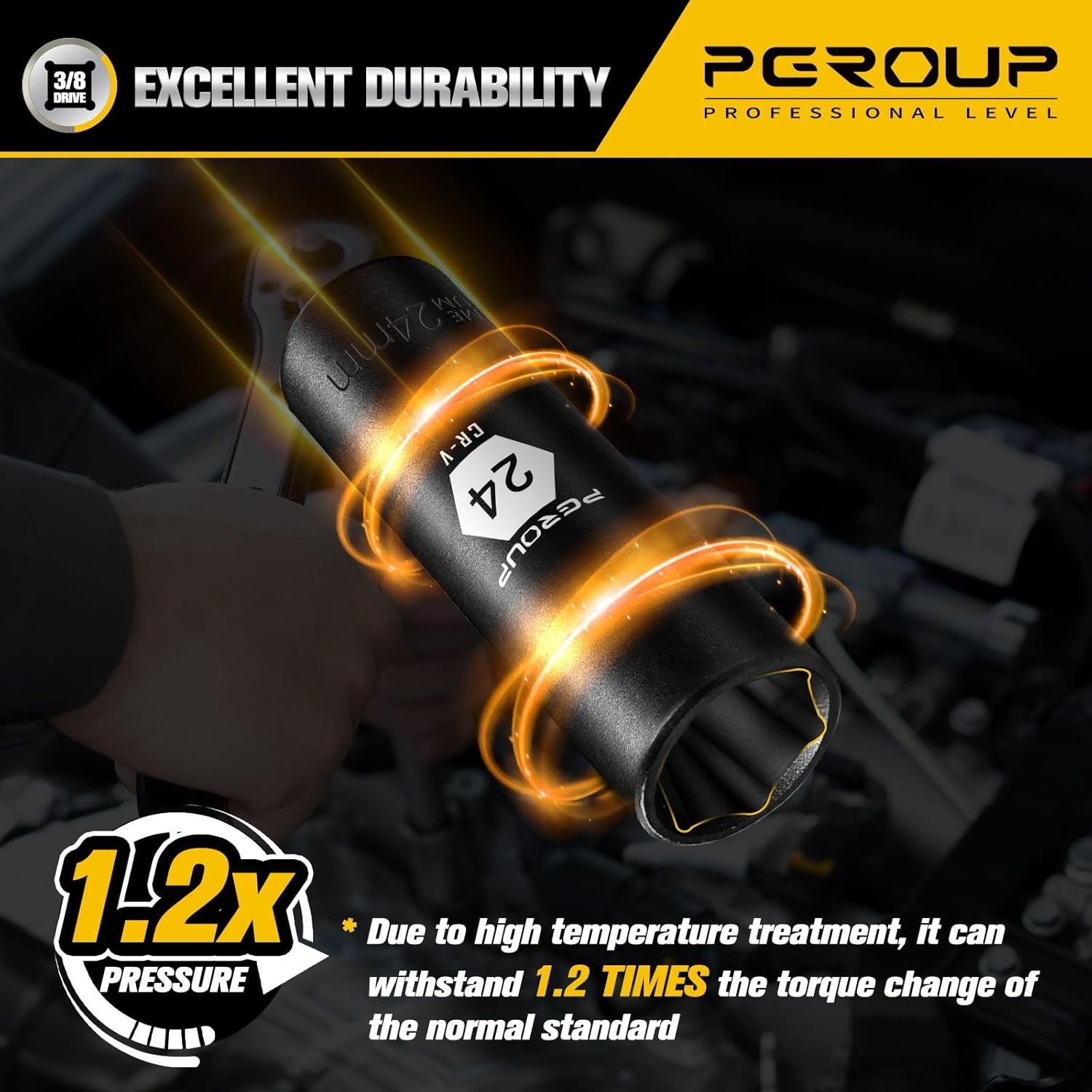 3/8 drive deep impact socket Metric 24mm 6-Point Manganese Phosphate Coating 3/8