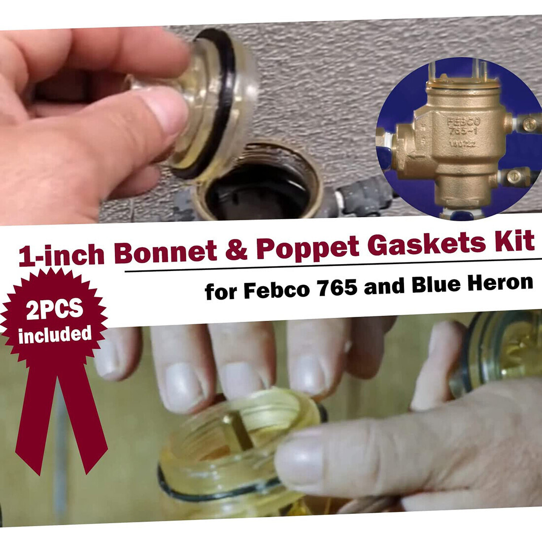Fits for Febco 765 94138 Gasket Repair Kit 1-inch PVB Bonnet Poppet Kit