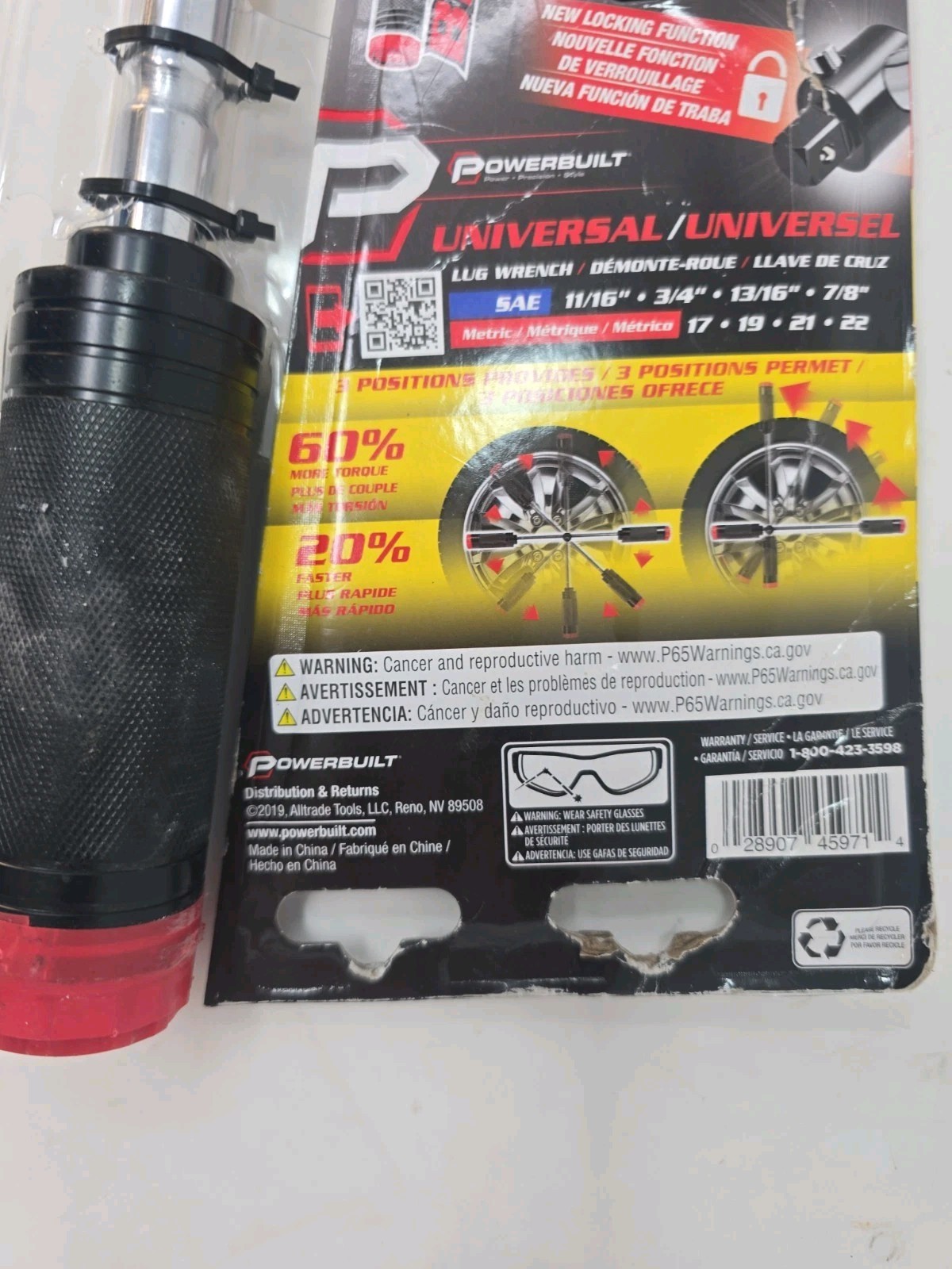 New!! Powerbuilt Billy Club Universal Lug Wrench 642250 (Bent Or Torn Packaging)