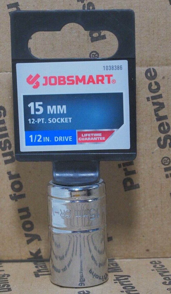 JobSmart 1/2 Drive 15 mm standard Socket, 12 pt New Free Shipping BX109