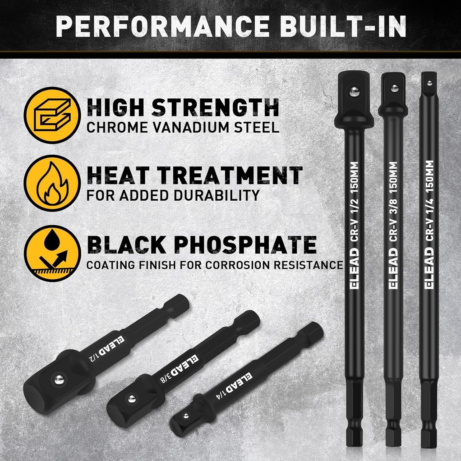 11-Piece Impact Socket Adapter Set, 1/4-Inch Hex Shank, 1/4″ 3/8″ 1/2″ Impact So