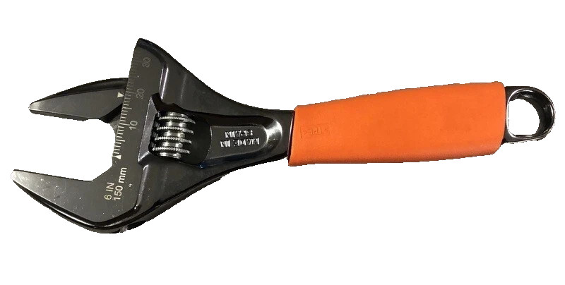 NEW Snap-On Tools Orange 6» SLIM ADJUSTABLE WRENCH Smooth Jaw ADHWS6O Free Ship