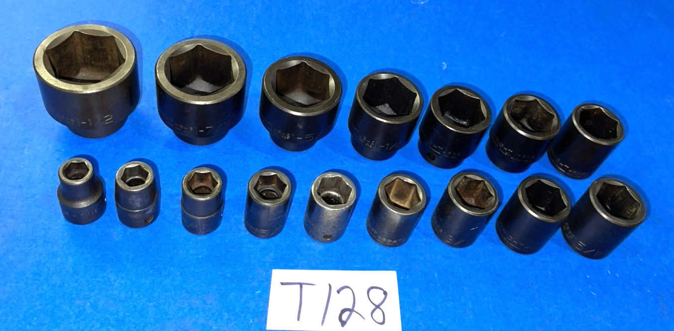 WRIGHT TOOLS 16 PIECE 1/2 DRIVE SAE. SHORT IMPACT SOCKET SET 7/16 TO 1-1/2