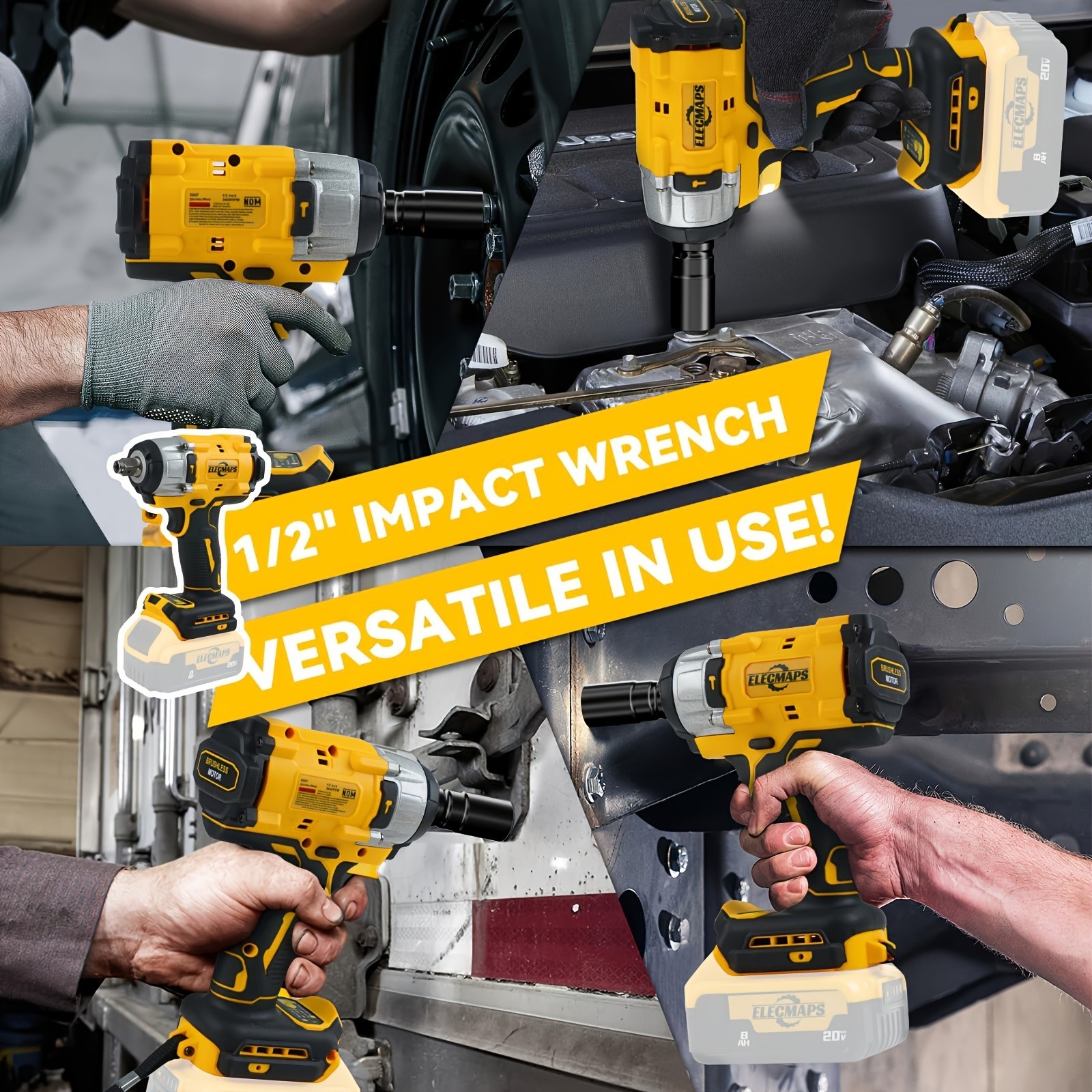 1/2-inch Cordless Impact Wrench, 3600RPM/430N High Torque