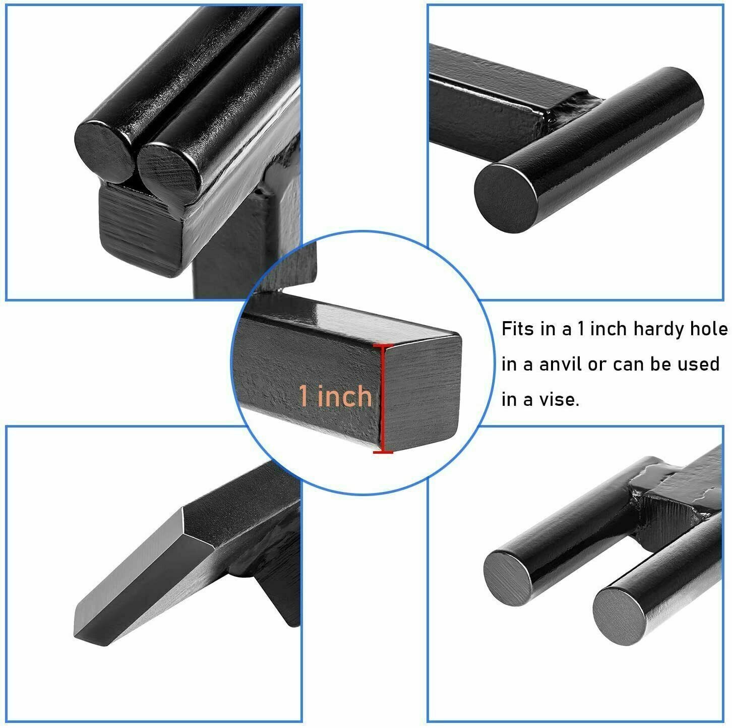 4Pcs 1 Inch Blacksmith Anvil Hardy Tool Set Creasing Stake Hot Cut Bottom Fuller