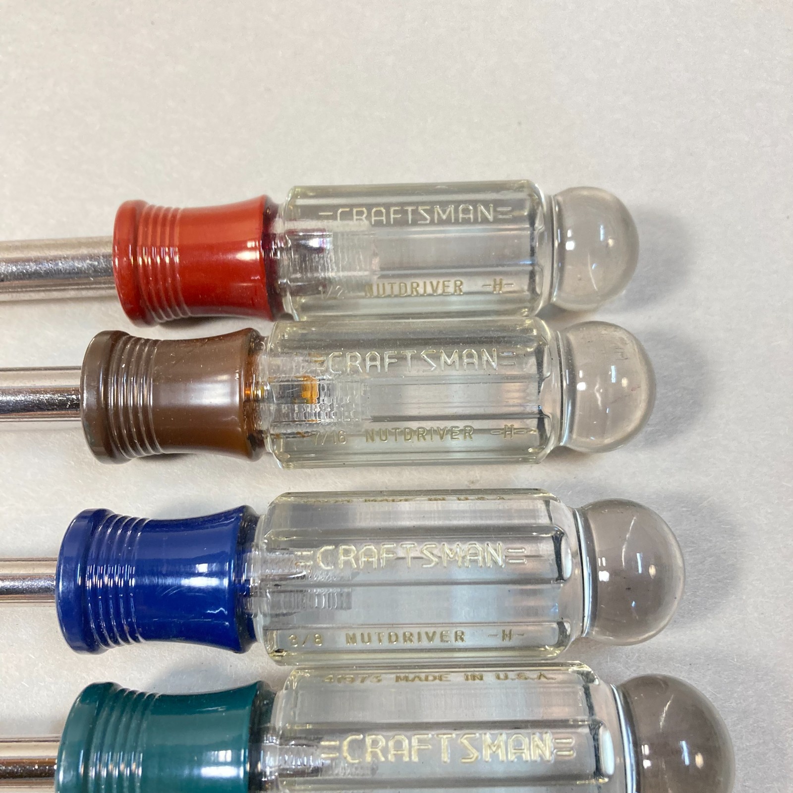 Vintage Craftsman Nut Driver Set 7 Pc SAE Ball End Color Coded USA