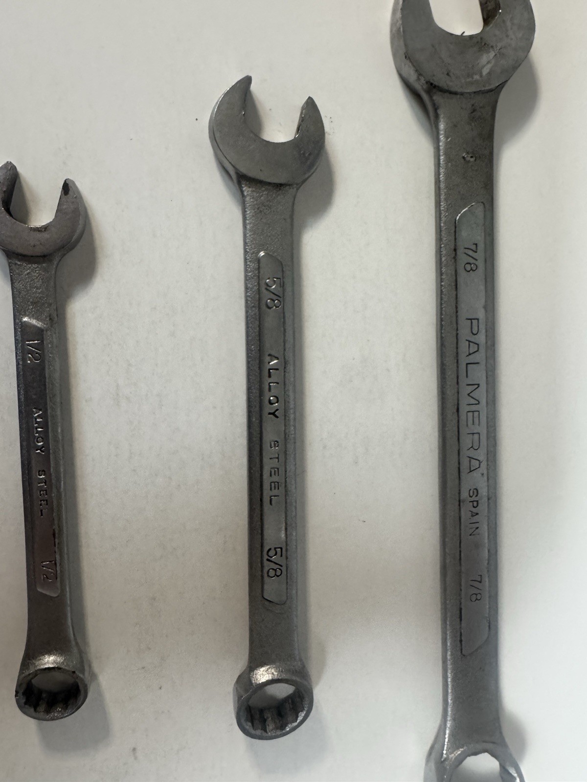 Lot Of (3) Palmera Combination Wrenches 7/8 5/8 1/2 Made In Spain