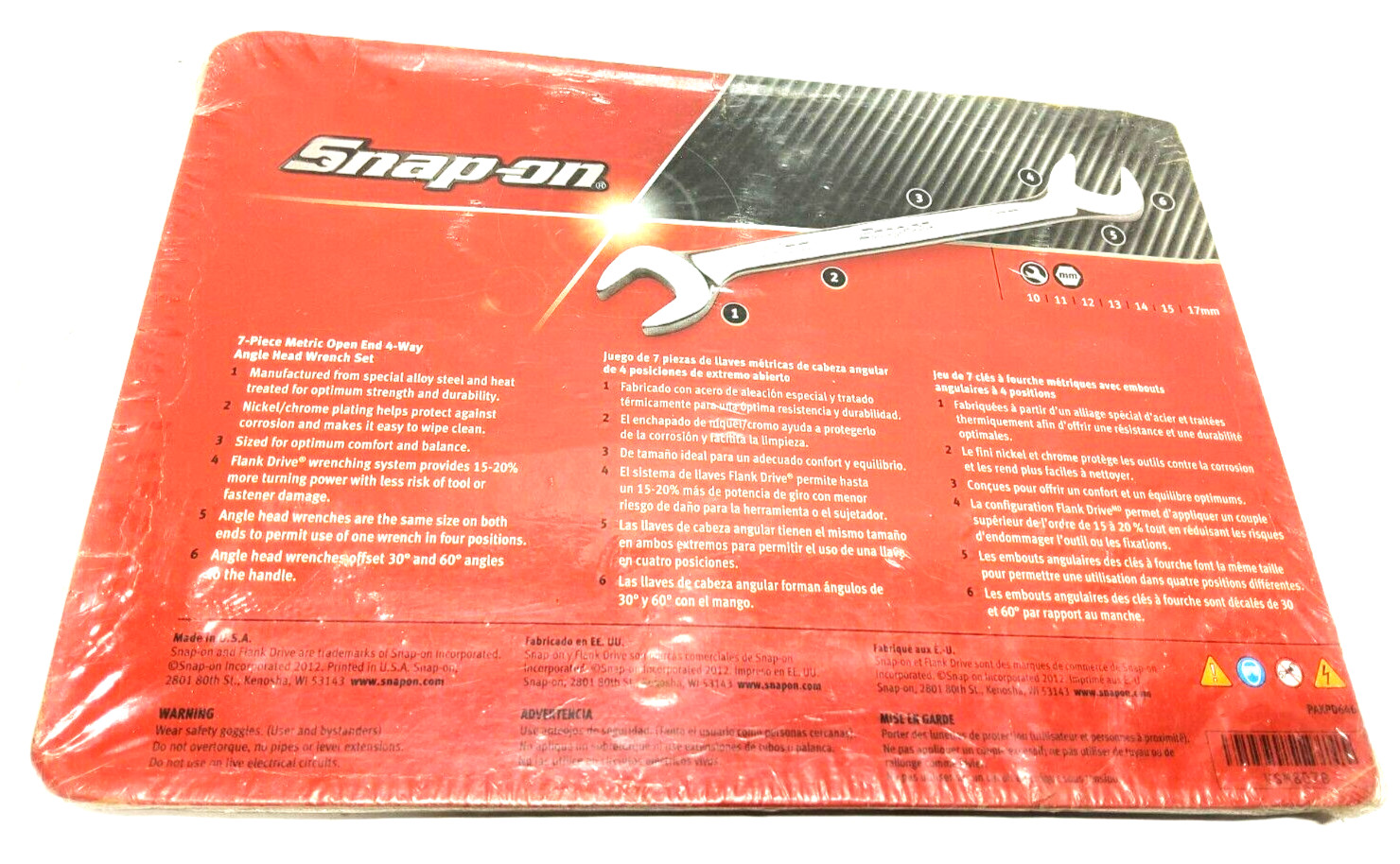 New Snap-on™ 10 17 mm 4-way angled Wrench SET VSM807B SEALed