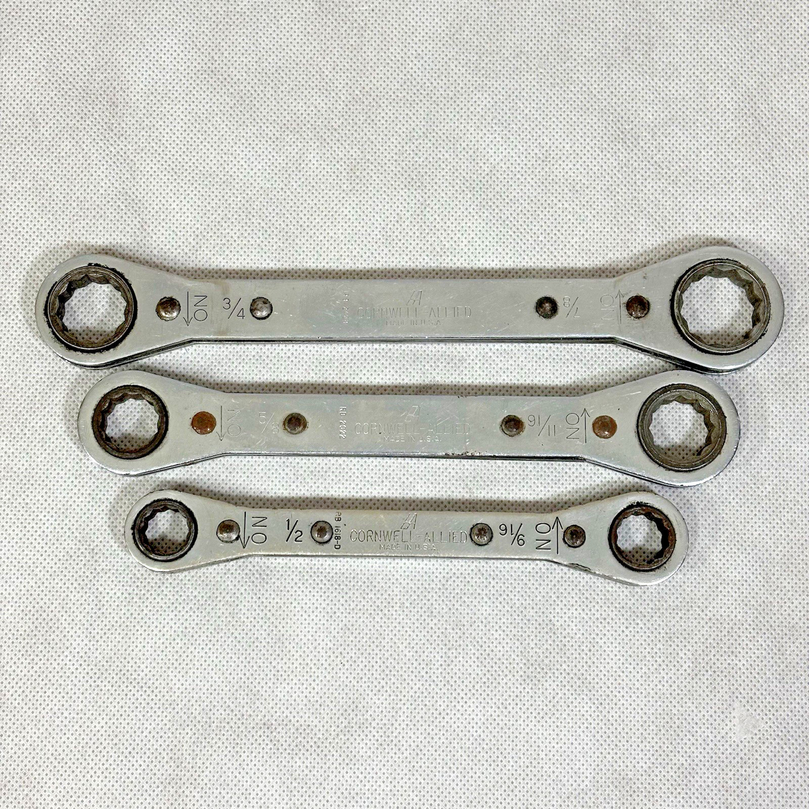 Cornwell-Allied Ratcheting Box Wrench Lot 3/4″ x 7/8″ 5/8″ x 11/16″ 1/2″ x 9/16″