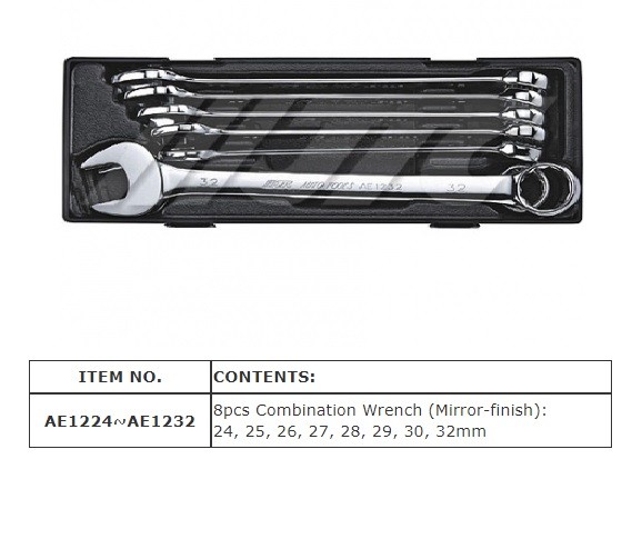 JTC 8PCS COMBINATION WRENCH SET MIRROR-FINISH 24 25 27 28 29 30 32mm,JTC # K6085