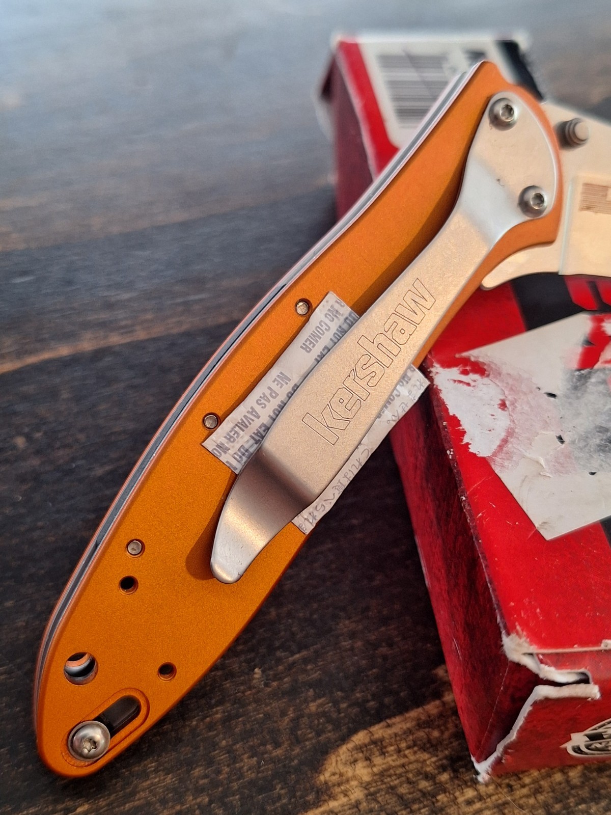 Kershaw Orange LEEK Pocket Knife w/Clip & Assisted Opening USA #1660OR