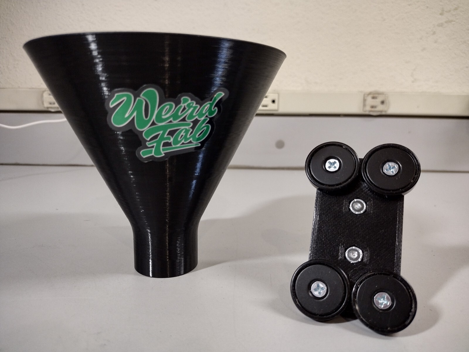 Weird Fab Funnel Holder, Oil Filter Drain/Drip Rack, Magnetic Mount, USA