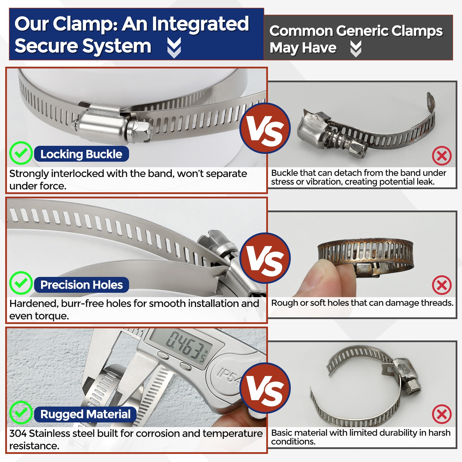 30Pcs Stainless Steel Hose Clamps, Adjustable 1/4″ to 1/2″ (6-12mm)
