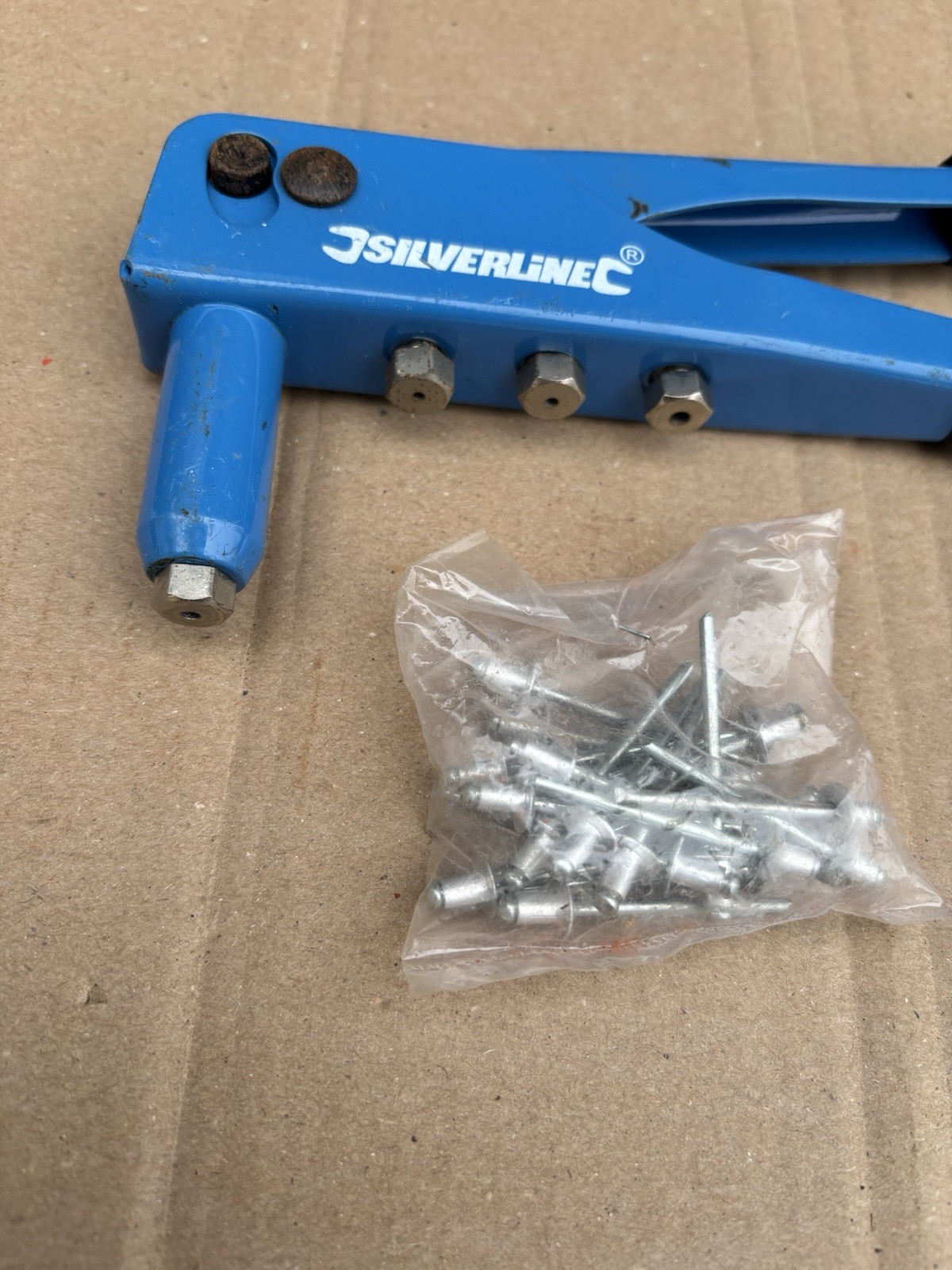 SILVERLINE MULTI SIZES POP RIVETER RIVETING GUN, WITH SOME POP RIVERTS,vintage