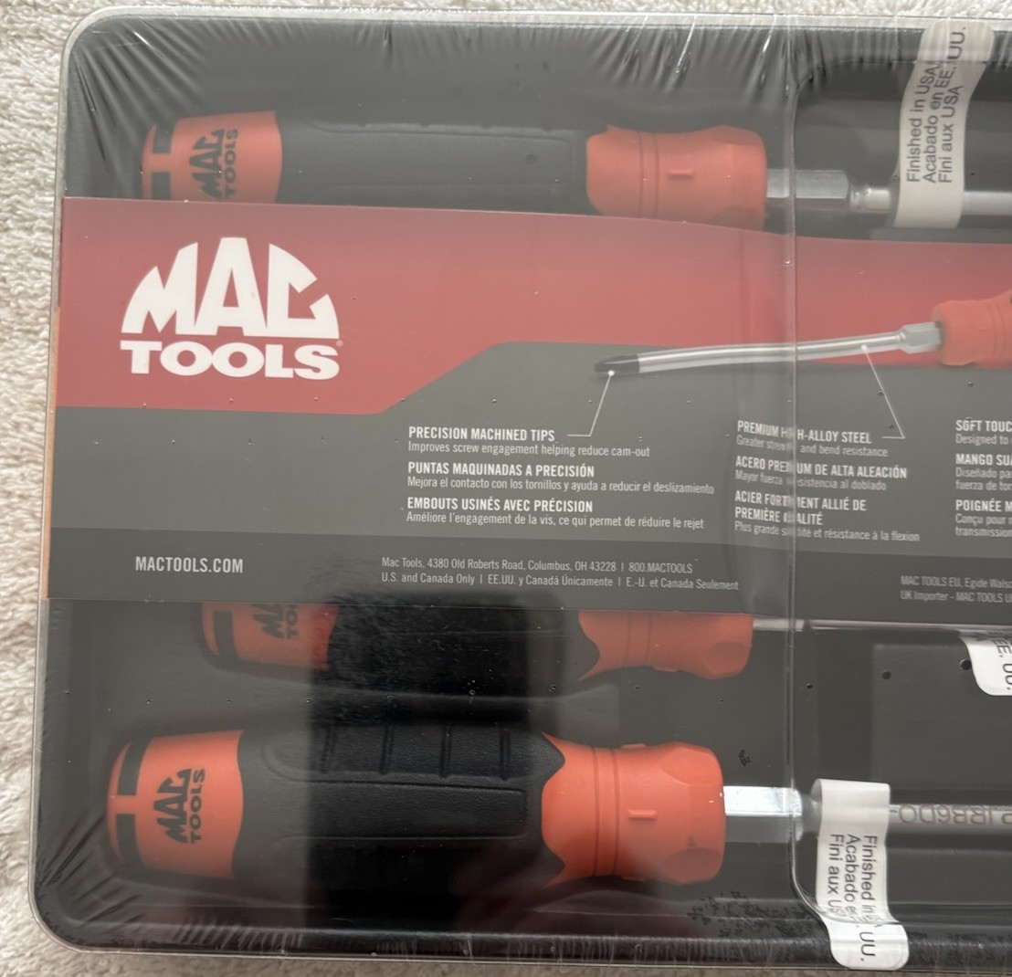 Mac Tools 6 Pc. Mac Grip Combo Screwdriver Set w/Plastic Storage Tray (Orange)