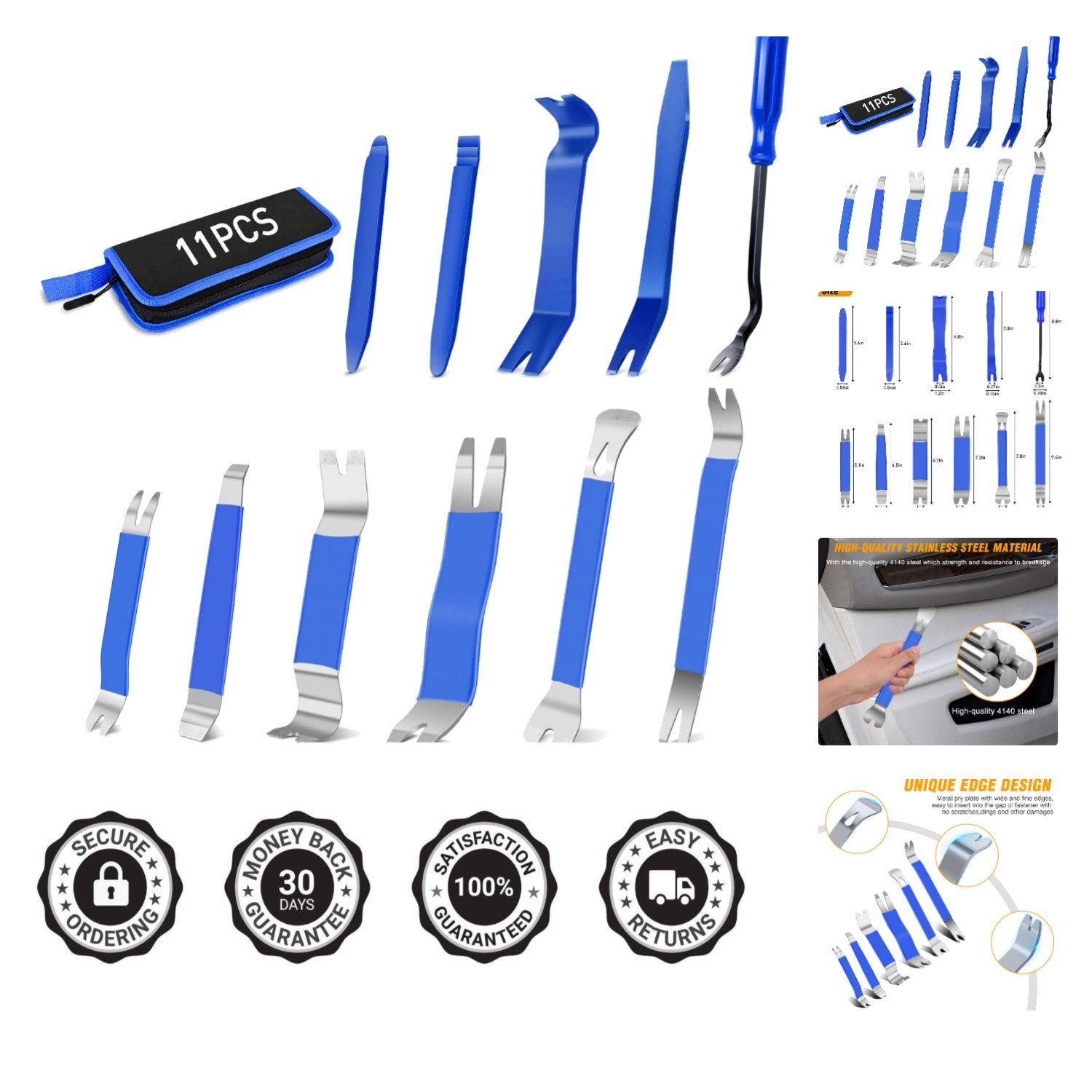 11PC Trim Removal Tool Kit – Ergonomic Metal & Nylon Set for Easy Auto Repairs