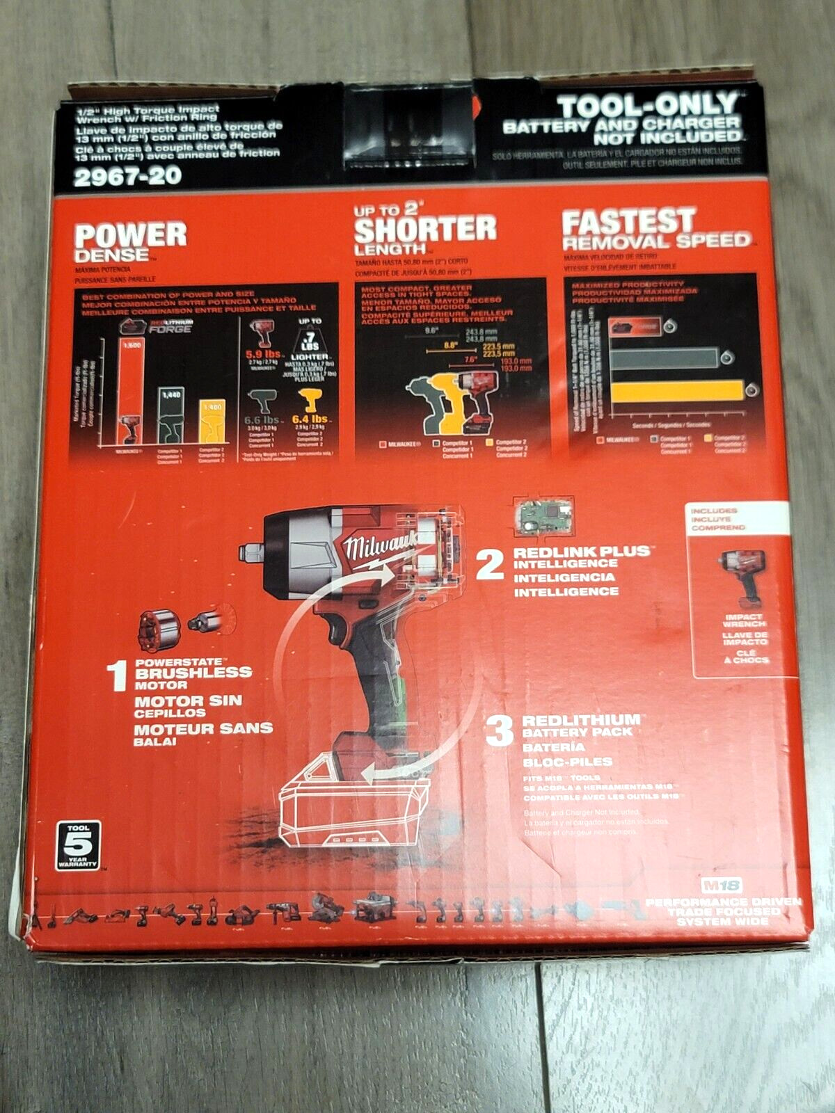 Milwaukee M18 FUEL 1/2″ High Torque 1600 ft-lb Impact Wrench, Bare Tool #2967-20