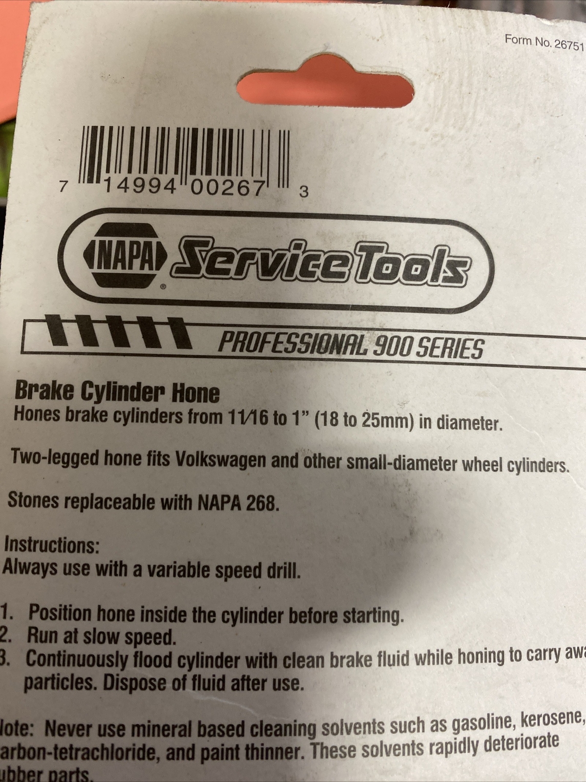 Napa Service Tools, Part #267, Brake Cylinder Hone from 11/16″ to 1″ in diameter
