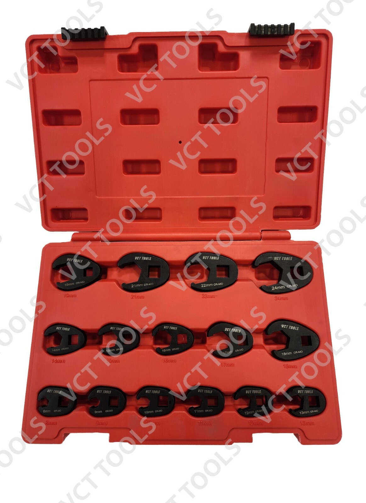 15-Piece Crowfoot Wrench Set 1/2” & 3/8” Drive, Metric Crows Foot Wrench 8-24mm