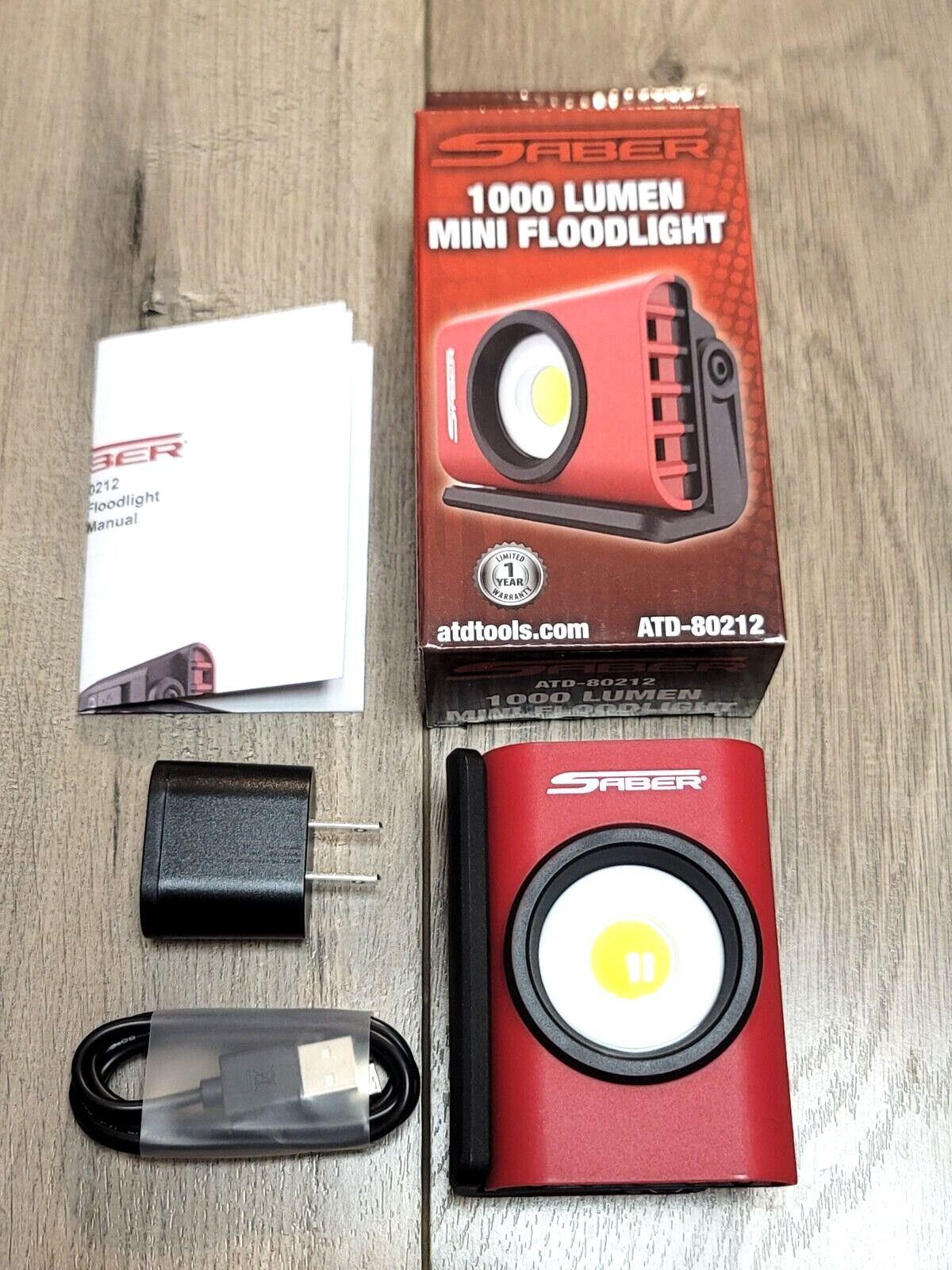 ATD SABER 1000 Lumen Mini Rechargeable Flood Light Flashlight w/Mag Base #80212